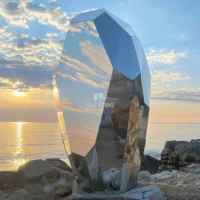 Mirror Stainless Steel Stone Outdoor Decor