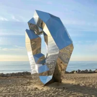 Mirror Stainless Steel Stone Sculpture Garden Decor