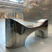 Modern Art Stainless Steel Bench Sculpture Hotel Garden Decorative