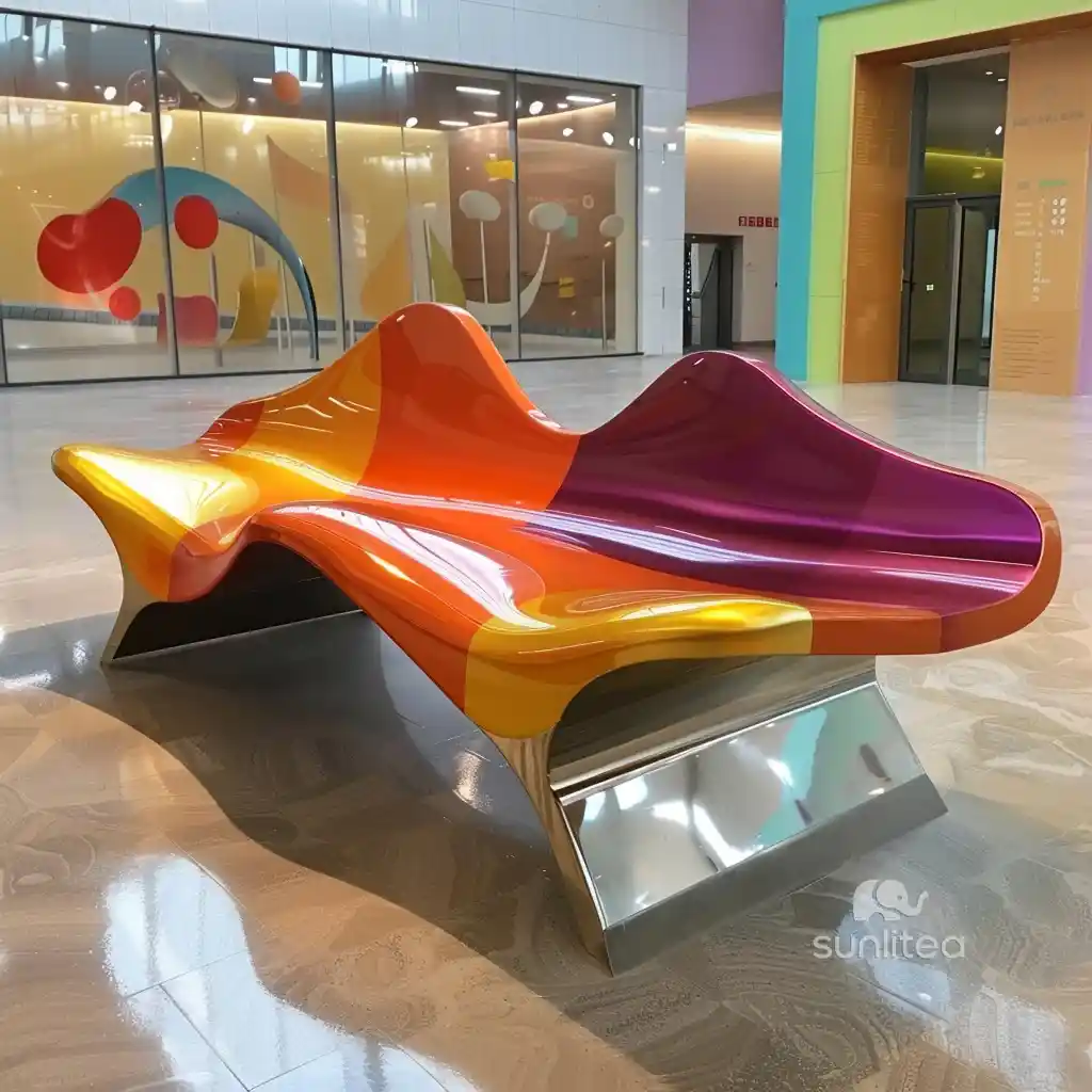 Modern Metal Art Bench Sculpture Decorative