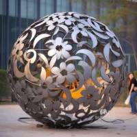 Openwork Carved Flower Spherical Sculpture
