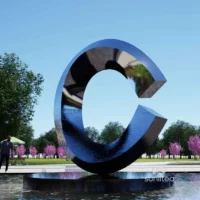 Outdoor Abstract Metal Loop Sculpture