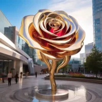 Outdoor Large Metal Rose Sculpture