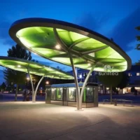 Outdoor Metal Abstract Tree Sculpture With Lighting