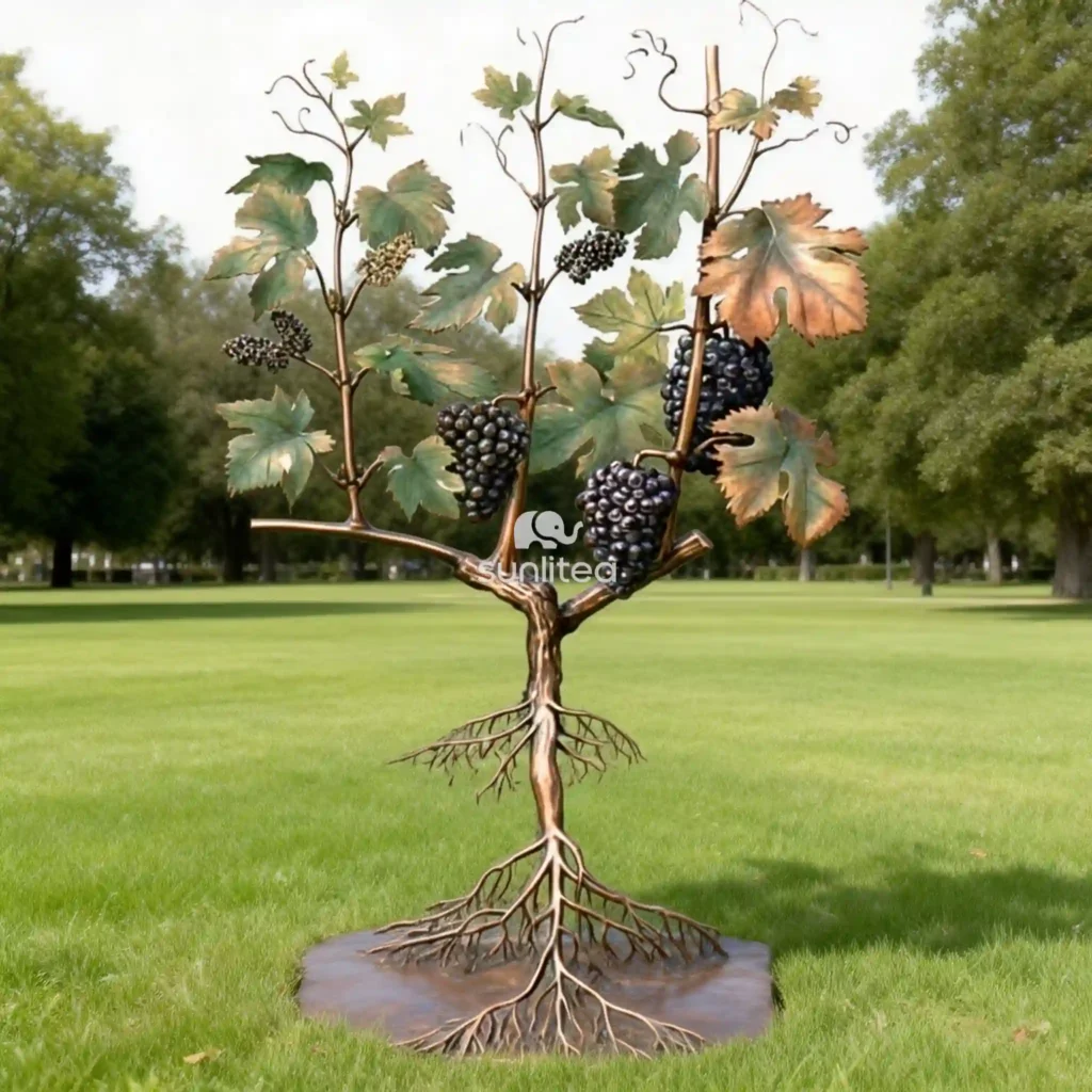Outdoor Metal Grape Tree Sculpture