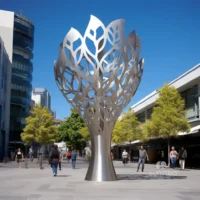 Outdoor Metal Torch Tree Sculpture
