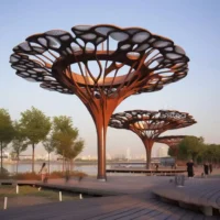 Outdoor Metal Tree Sculpture Rust Corten Steel