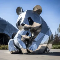 Panda Garden Statue Stainless Steel Decor