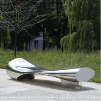 Polished Stainless Steel Bench Seating Sculpture