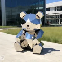 Pop Art Geometric Metal Bear Sculpture