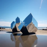 Stainless Steel Abstract Large Stone Sculpture Decoration