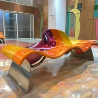 Stainless Steel Art Bench Colorful Effect