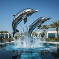 Stainless Steel Dolphin Statue For Home