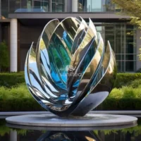 Stainless Steel Flower Bud Sculpture Decor Garden
