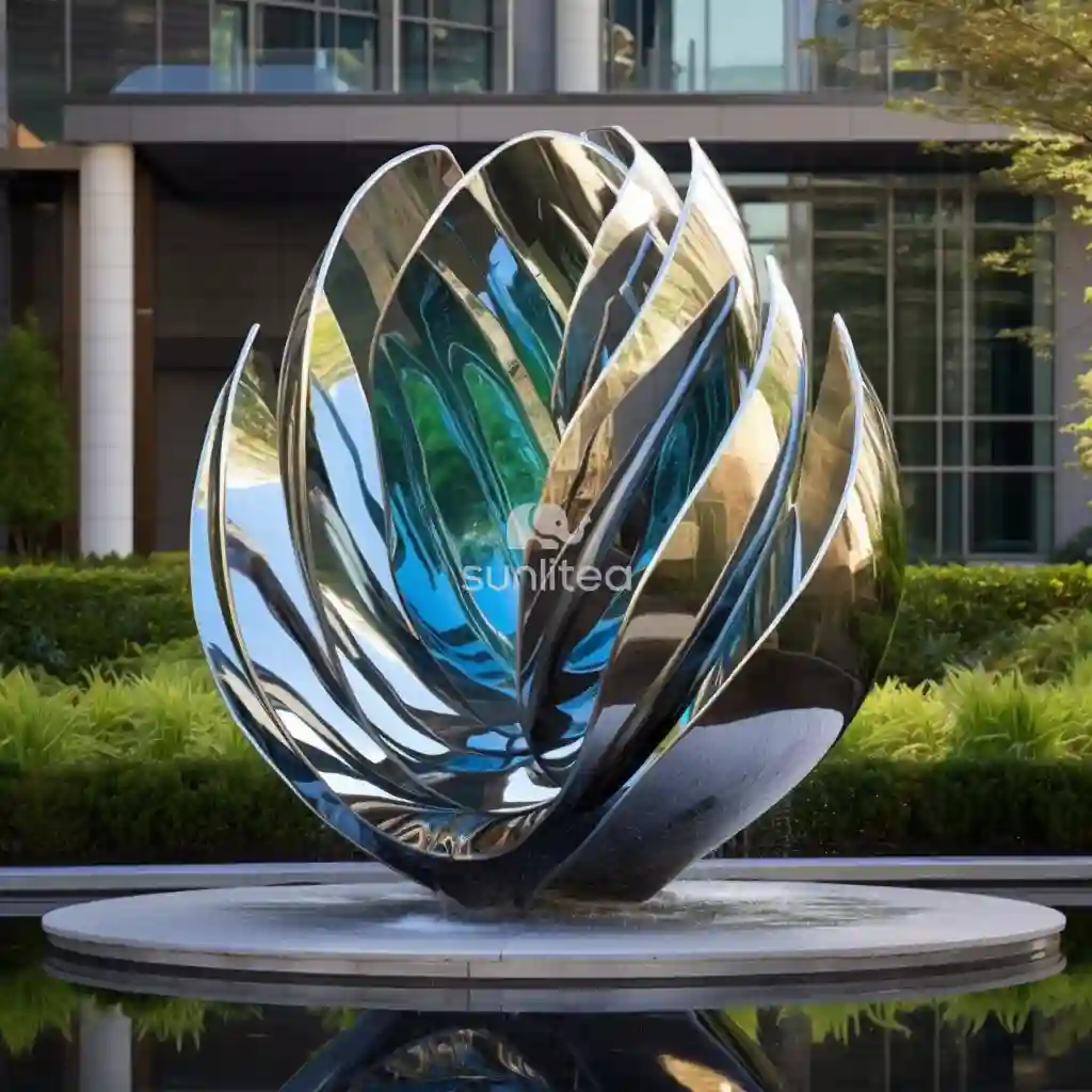 Stainless Steel Flower Bud Sculpture Decor Garden