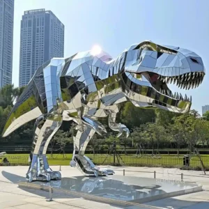 Stainless Steel Large Dinosaur Sculpture For Sale