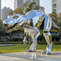 Stainless Steel Large Dinosaur Yard Statue