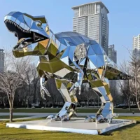 Stainless Steel Large Tyrannosaurus Rex Sculpture