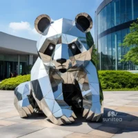 Stainless Steel Life Size Panda Bear Statue