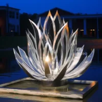 Stainless Steel Lotus Flower Sculpture Garden Pool Decoration