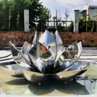Stainless Steel Lotus Flower Sculpture for Garden Decor