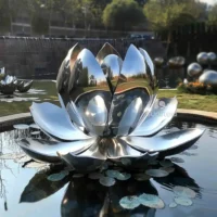 Stainless Steel Lotus Flower Statue Decor