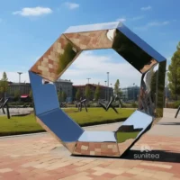 Stainless Steel Mirror Geometric Ring Sculpture