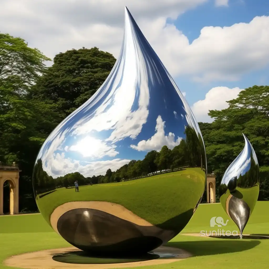 Stainless Steel Mirror Polished Water Drop Sculpture