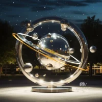 Stainless Steel Solar System Planet Sculpture Futuristic