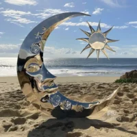 Stainless Steel Sun and Moon Sculpture