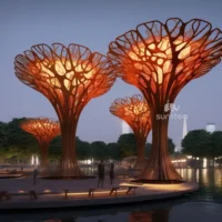 Stylized Corten Large Tree Decor
