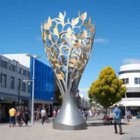 Tall Metal Tree Sculpture Decor Outdoor
