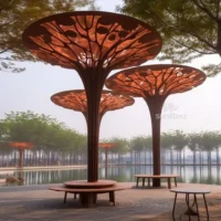 Weathering Steel Metal Tree Sculpture Large