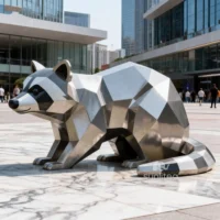 3D Stainless Steel Raccoon Sculpture