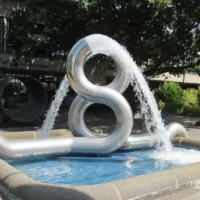 Abstract Figure Eight Shaped Metal Water Fountain