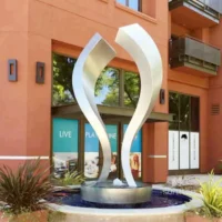 Abstract Metal Leaf Fountain Decoration