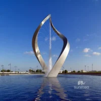 Abstract Stainless Steel Large Leaf Fountain