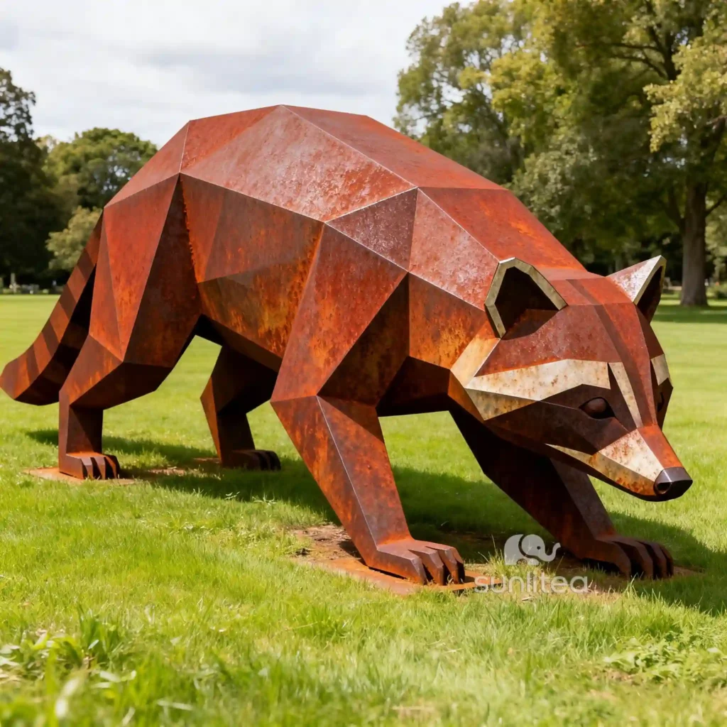 Corten Steel Raccoon Sculpture