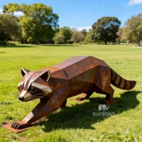 Corten Steel Raccoon Statue