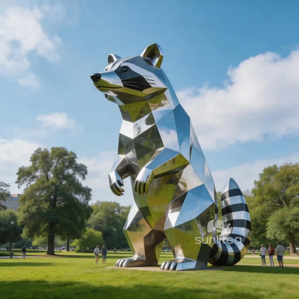 Geometric Racoon Garden Ornament