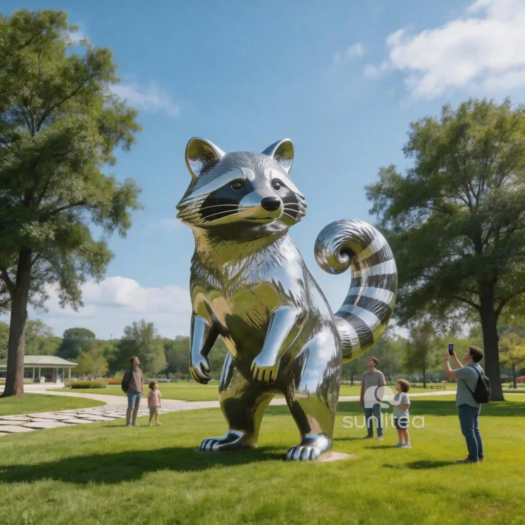 Large Raccoon Garden Statue