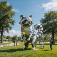 Large Raccoon Garden Statue