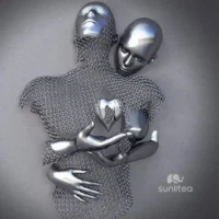 Metal Abstract Lovers 3D Effect Canvas Wall Art