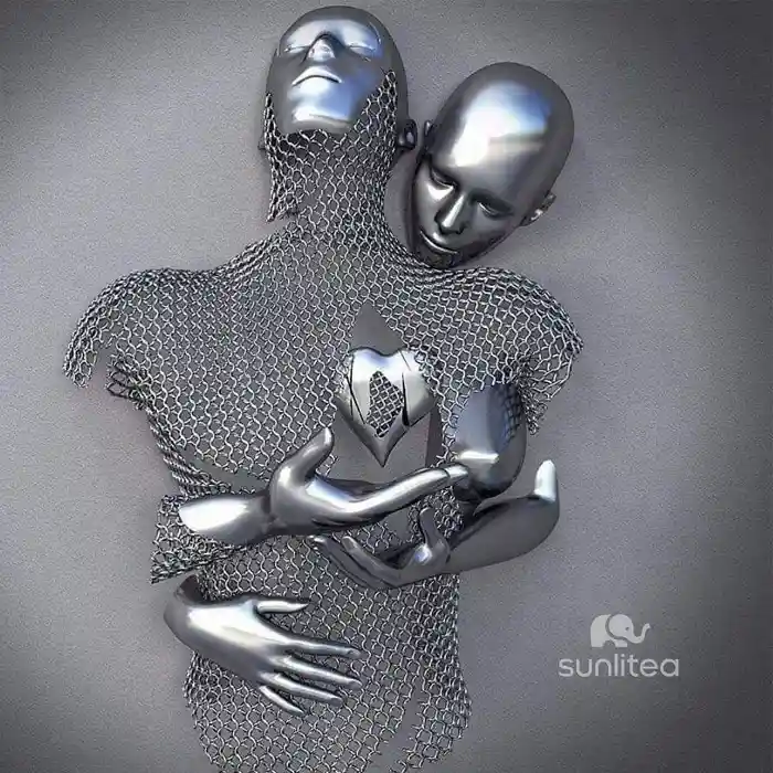 Metal Abstract Lovers 3D Effect Canvas Wall Art