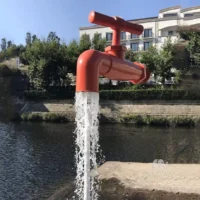 Metal Floating Red Faucet Illusion Fountain