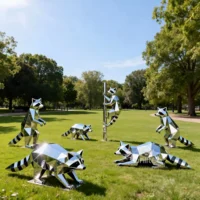 Metal Outdoor Raccoon Statues