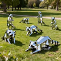 Metal Raccoon Statues Garden Decor