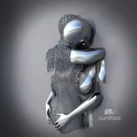Metal Wall Art Love Embrace Sculpture