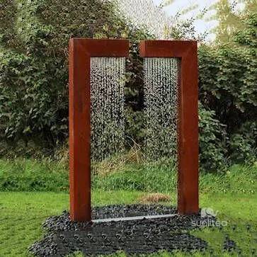Outdoor Rectangle Corten Steel Water Feature Fountain