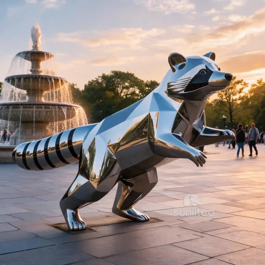 Running Fat Raccoon Sculpture